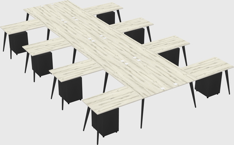 Shared l-shaped office desk system