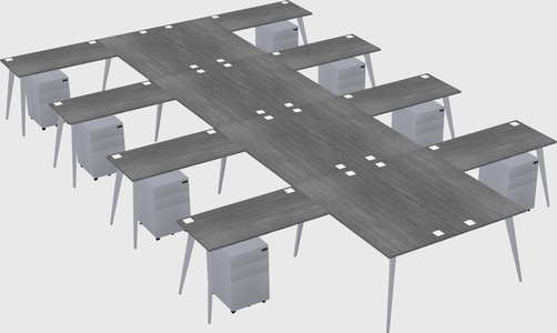 Shared l-shaped office desk system