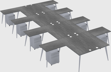 Shared l-shaped office desk system