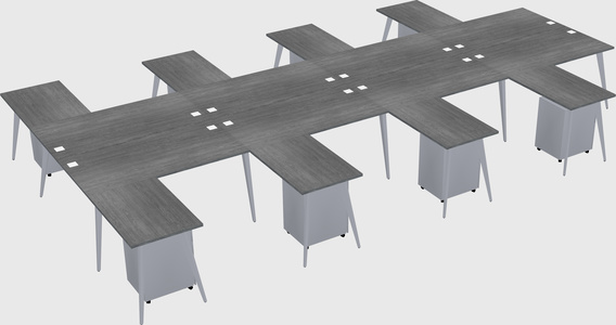 Shared l-shaped office desk system