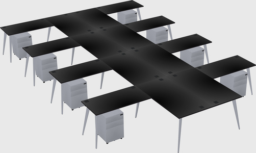 Shared l-shaped office desk system