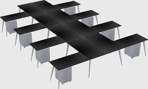 Shared l-shaped office desk system