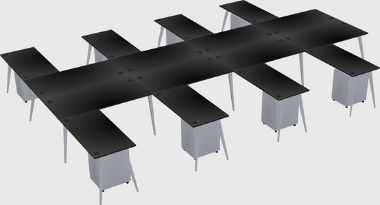 Shared l-shaped office desk system