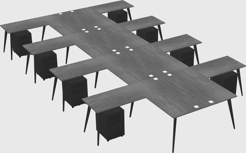 Shared l-shaped office desk system