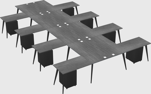 Shared l-shaped office desk system