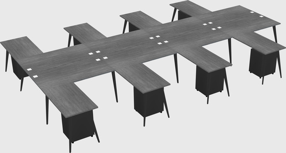 Shared l-shaped office desk system
