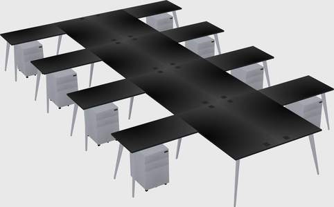 Shared l-shaped office desk system