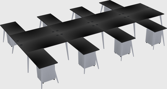 Shared l-shaped office desk system