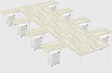 Shared l-shaped office desk system