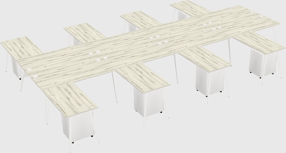 Shared l-shaped office desk system