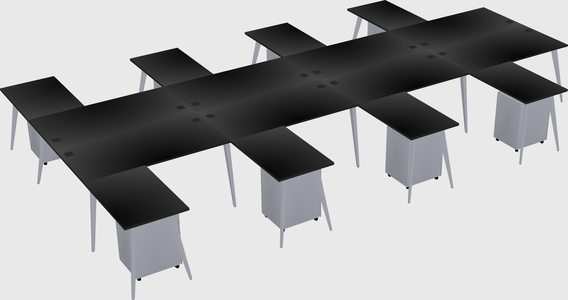 Shared l-shaped office desk system