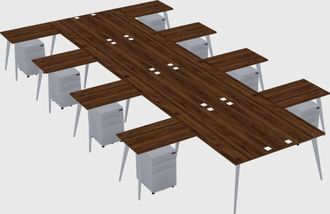 Shared l-shaped office desk system