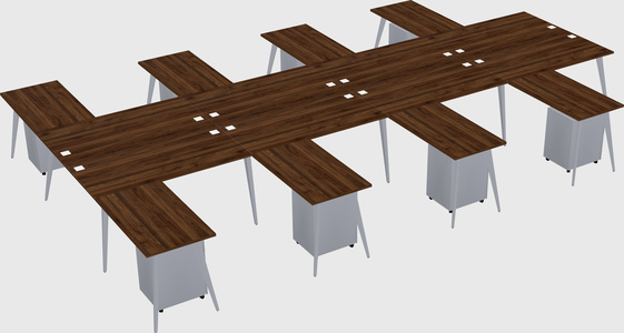 Shared l-shaped office desk system