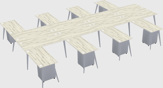 Shared l-shaped office desk system