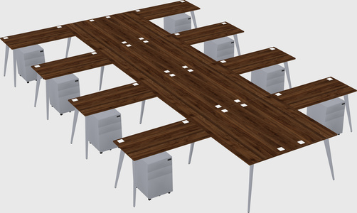 Shared l-shaped office desk system