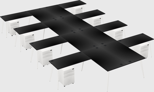 Shared l-shaped office desk system