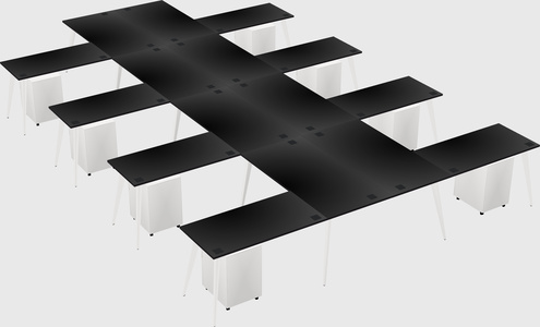 Shared l-shaped office desk system
