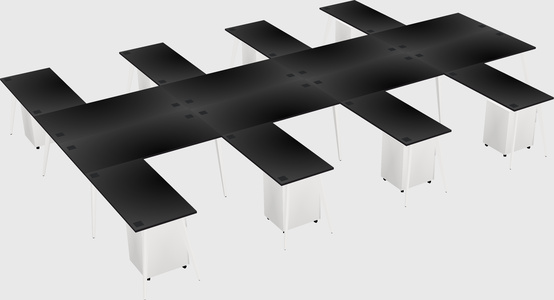 Shared l-shaped office desk system
