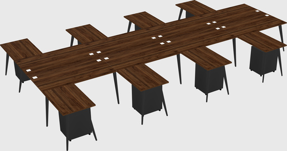 Shared l-shaped office desk system