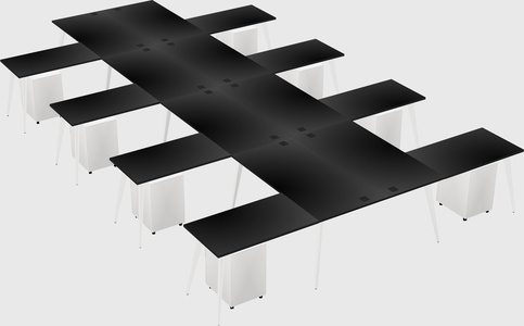 Shared l-shaped office desk system