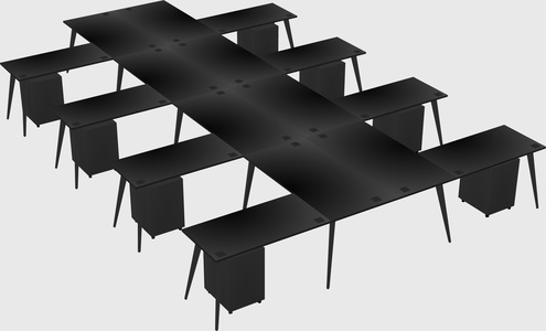 Shared l-shaped office desk system