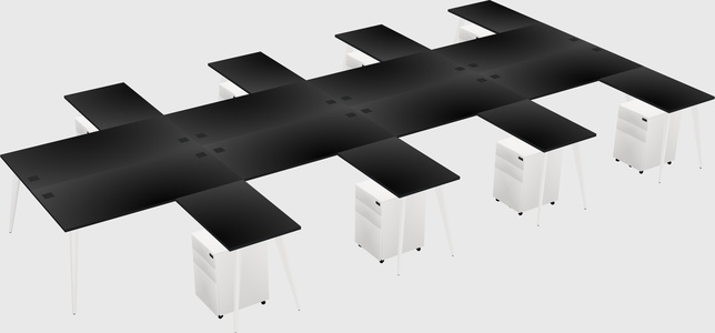 Shared L-shaped Office Desk System