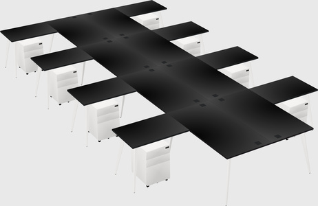 Shared l-shaped office desk system