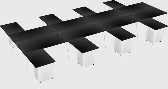 Shared l-shaped office desk system