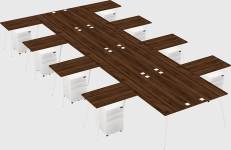 Shared l-shaped office desk system