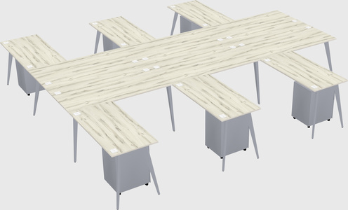 Shared l-shaped office desk system