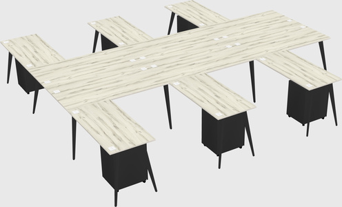 Shared l-shaped office desk system