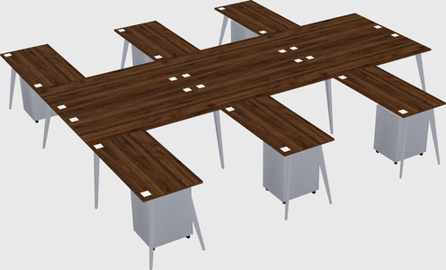 Shared l-shaped office desk system