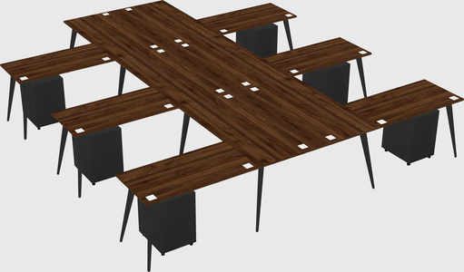 Shared l-shaped office desk system