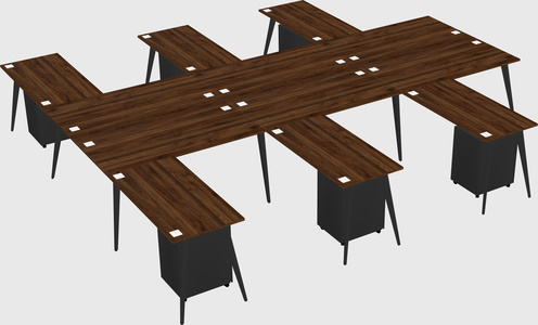 Shared l-shaped office desk system