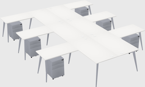 Shared l-shaped office desk system