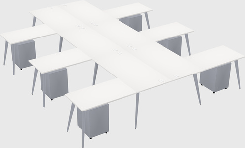 Shared l-shaped office desk system