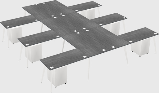 Shared l-shaped office desk system