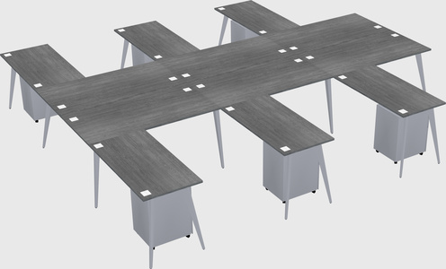 Shared l-shaped office desk system