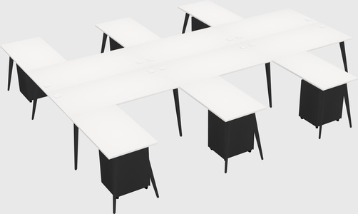 Shared l-shaped office desk system