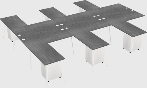 Shared l-shaped office desk system
