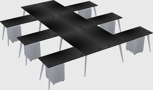 Shared l-shaped office desk system