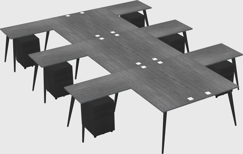 Shared l-shaped office desk system