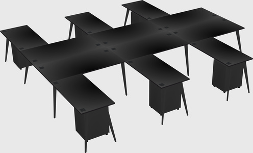 Shared l-shaped office desk system