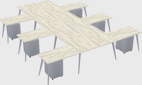 Shared l-shaped office desk system
