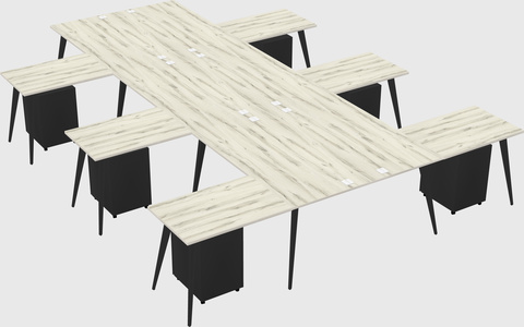 Shared l-shaped office desk system