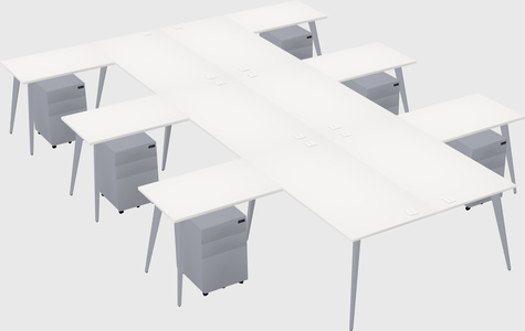 Shared l-shaped office desk system