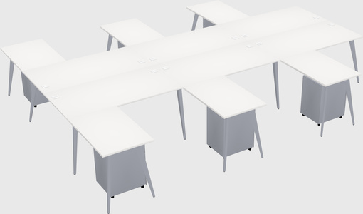 Shared l-shaped office desk system