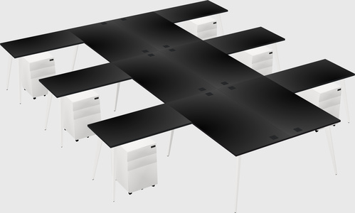 Shared l-shaped office desk system