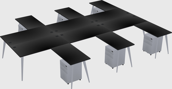 Shared L-shaped Office Desk System