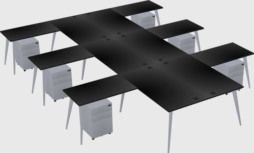 Shared l-shaped office desk system